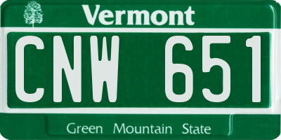 VT license plate CNW651