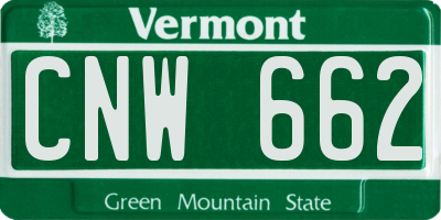 VT license plate CNW662