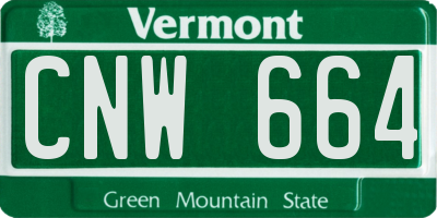 VT license plate CNW664