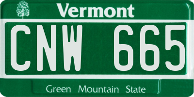 VT license plate CNW665