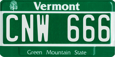 VT license plate CNW666