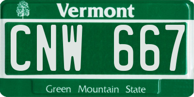 VT license plate CNW667