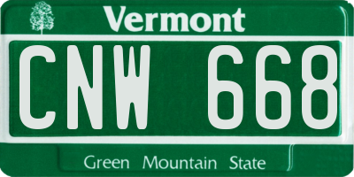 VT license plate CNW668