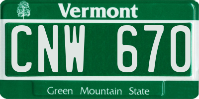 VT license plate CNW670