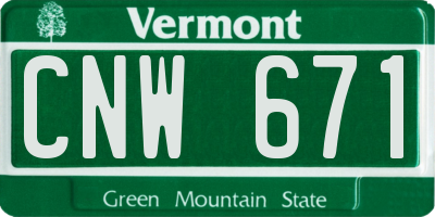 VT license plate CNW671