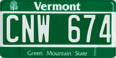 VT license plate CNW674
