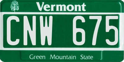 VT license plate CNW675
