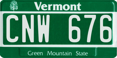 VT license plate CNW676