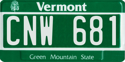 VT license plate CNW681
