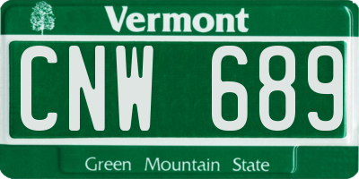 VT license plate CNW689