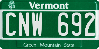 VT license plate CNW692