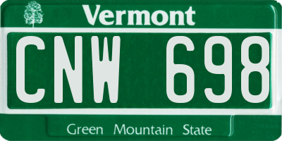 VT license plate CNW698