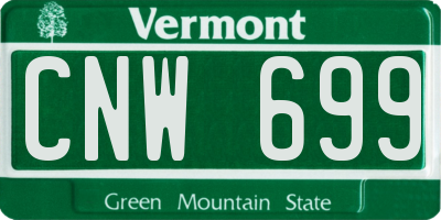 VT license plate CNW699