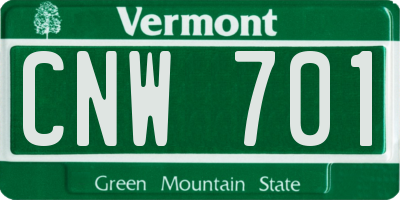 VT license plate CNW701