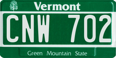 VT license plate CNW702