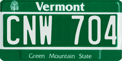 VT license plate CNW704