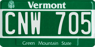VT license plate CNW705