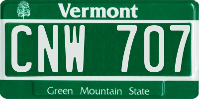 VT license plate CNW707