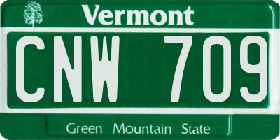 VT license plate CNW709