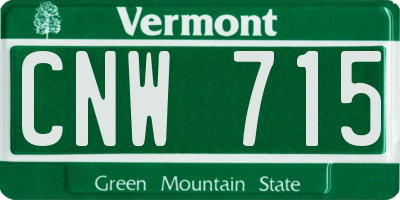 VT license plate CNW715