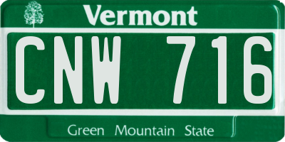 VT license plate CNW716