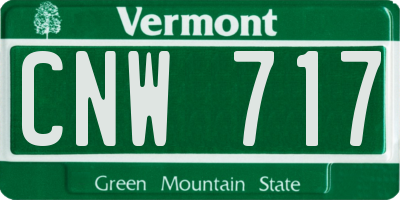 VT license plate CNW717
