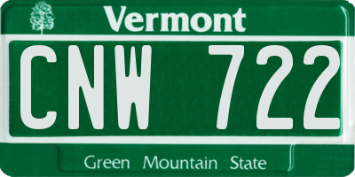 VT license plate CNW722