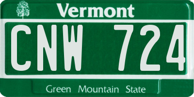 VT license plate CNW724