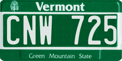 VT license plate CNW725