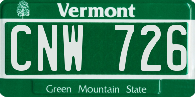 VT license plate CNW726