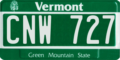 VT license plate CNW727