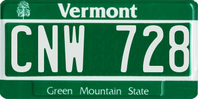 VT license plate CNW728