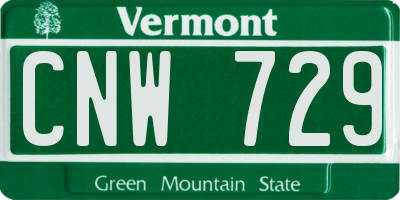 VT license plate CNW729