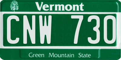 VT license plate CNW730