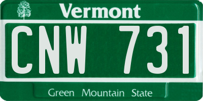 VT license plate CNW731