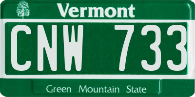 VT license plate CNW733