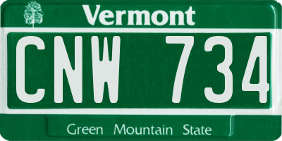 VT license plate CNW734