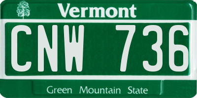 VT license plate CNW736
