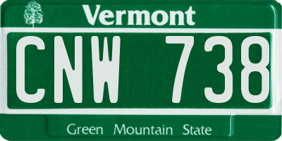 VT license plate CNW738