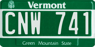 VT license plate CNW741