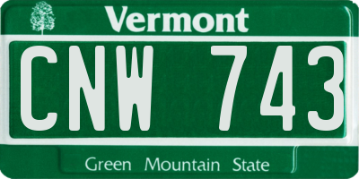 VT license plate CNW743