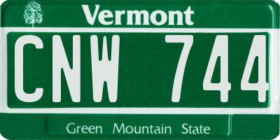 VT license plate CNW744