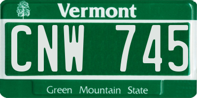 VT license plate CNW745