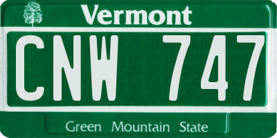 VT license plate CNW747
