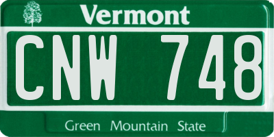 VT license plate CNW748