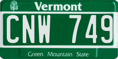 VT license plate CNW749
