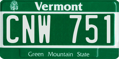 VT license plate CNW751