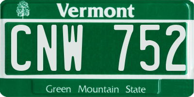 VT license plate CNW752