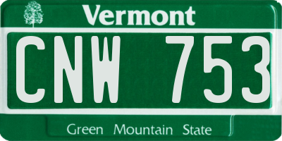 VT license plate CNW753