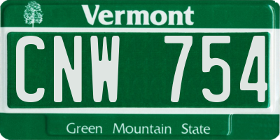 VT license plate CNW754